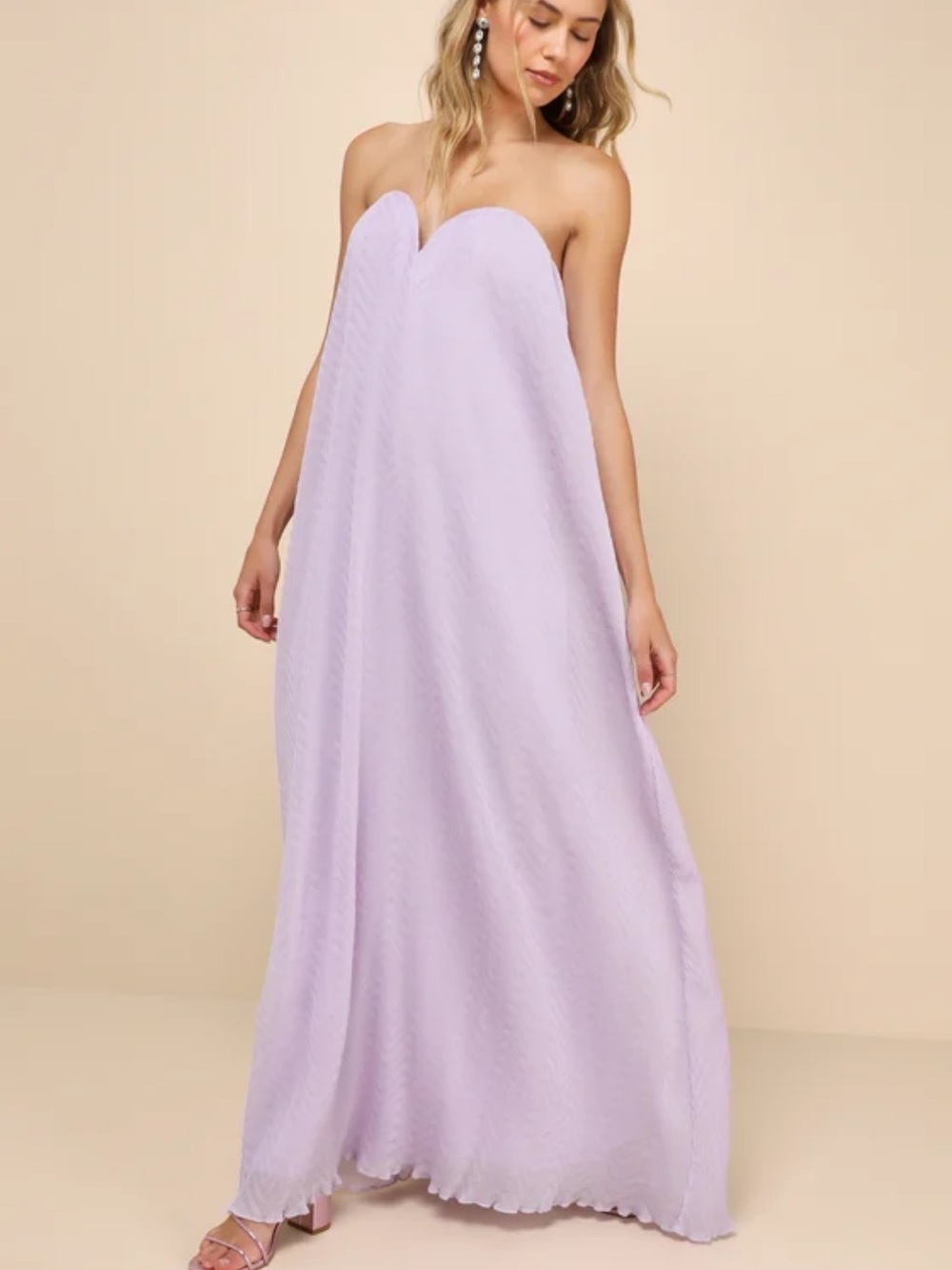 Lulus NWT Perfect Always Lavender Textured Strapless Swing Maxi Dress. Medium. - Picture 4 of 12